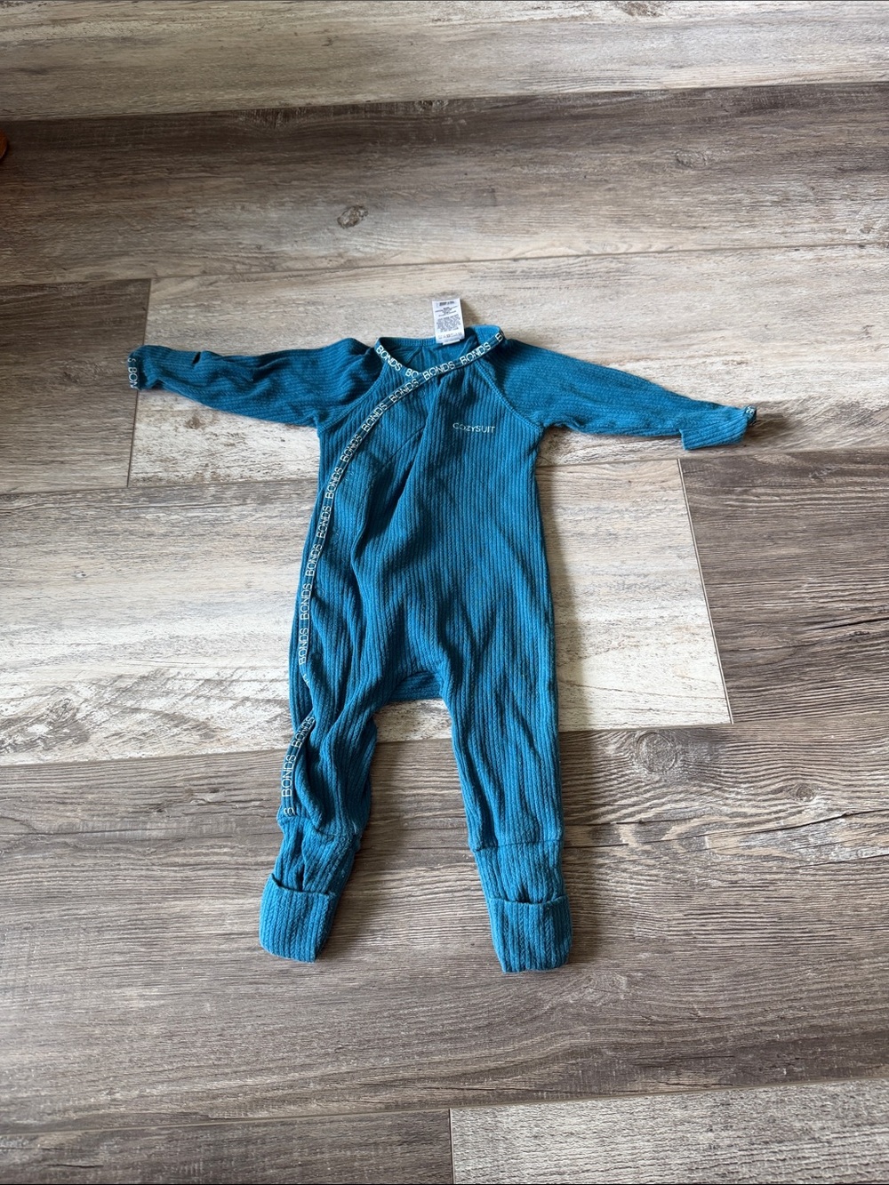 Bonds Teal Ribbed Footed Baby One-Piece